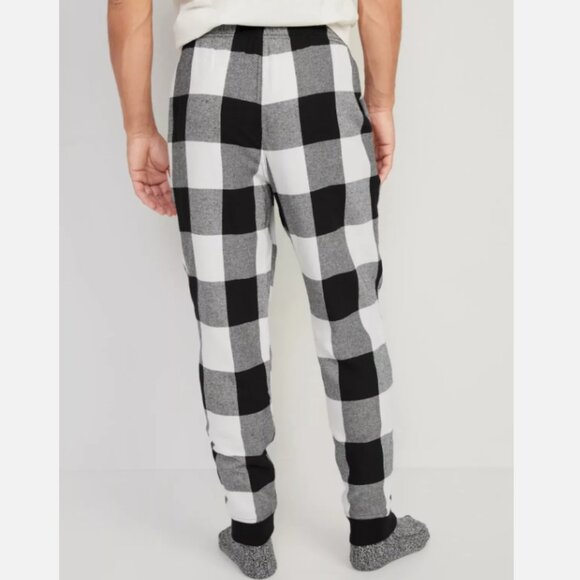 NWT Old Navy Black Buffalo Plaid Flannel Jogger Pajama Pants Sleep Men X-Large - Picture 3 of 4